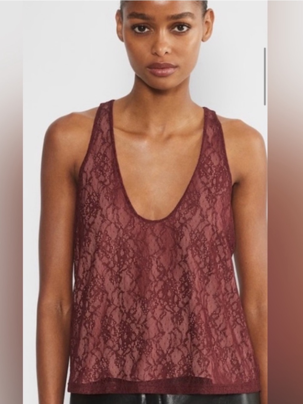 Aritzia | size S Maroon Lace Tank
